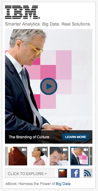 An IBM content ad featuring a video gallery as seen on AdAge.